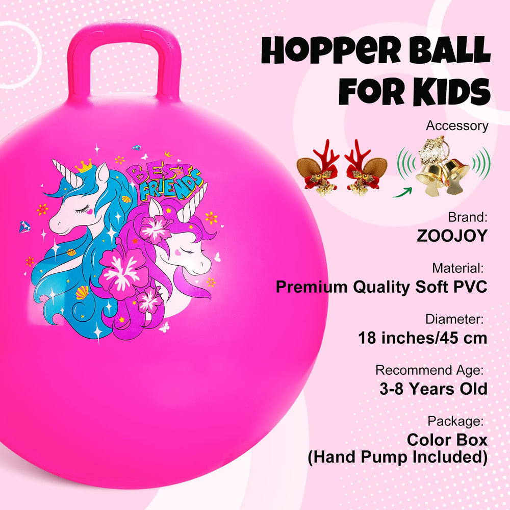 ZOOJOY Hopper Ball handle with textured grip supports secure bouncing for kids.