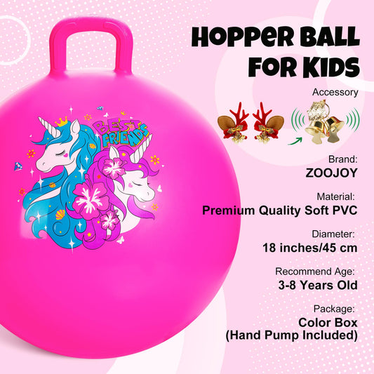 ZOOJOY Hopper Ball handle with textured grip supports secure bouncing for kids.