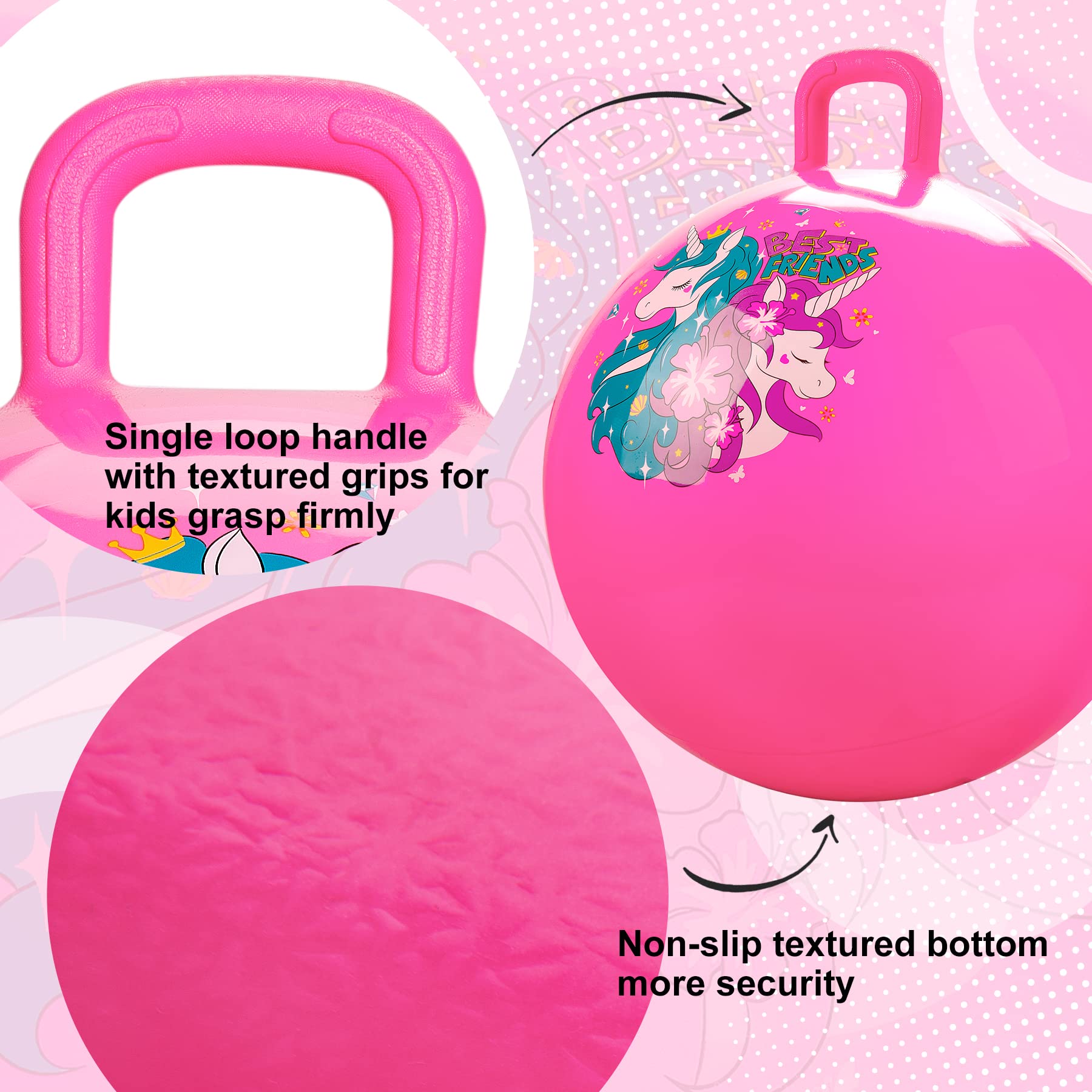 ZOOJOY Hopper Ball non-slip bottom helps safer play on floors.
