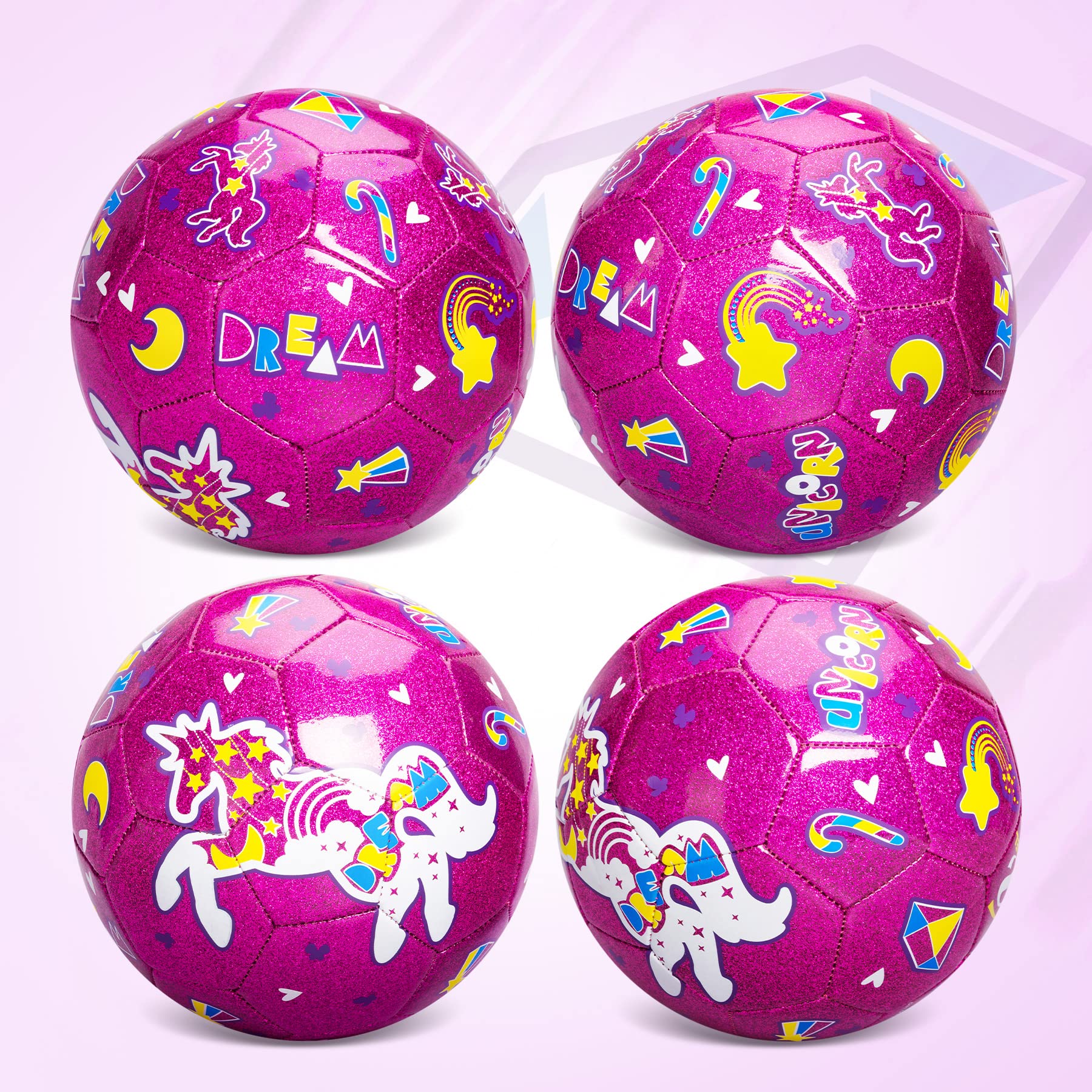 ZOOJOY pink unicorn ball on grass encourages outdoors and practice.