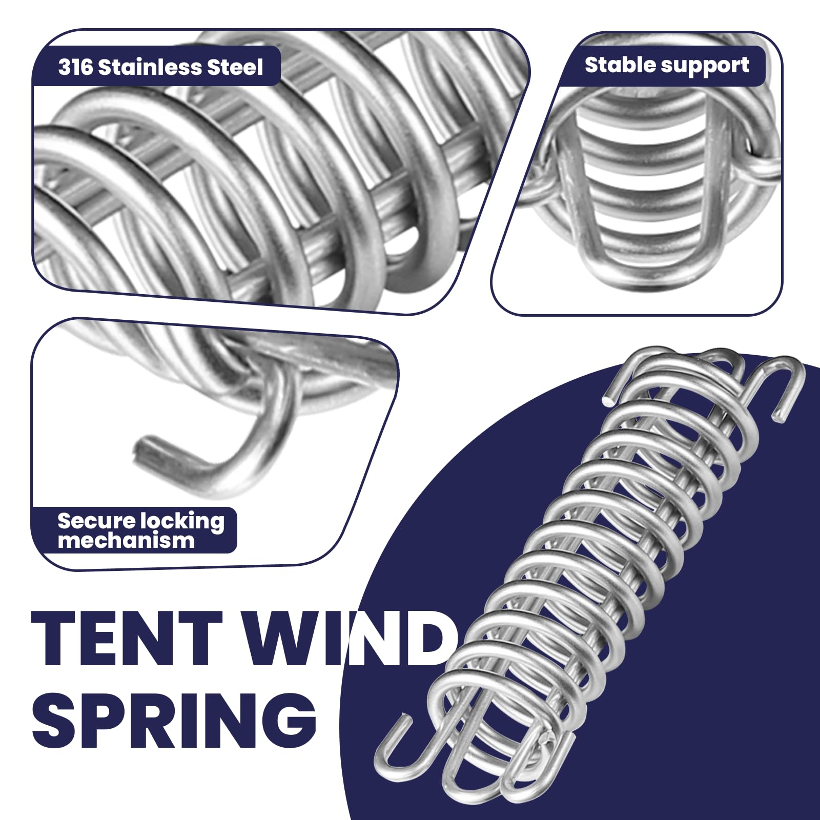 Zookpr stainless-steel tent rope buckle withstands rust for year-round camping.