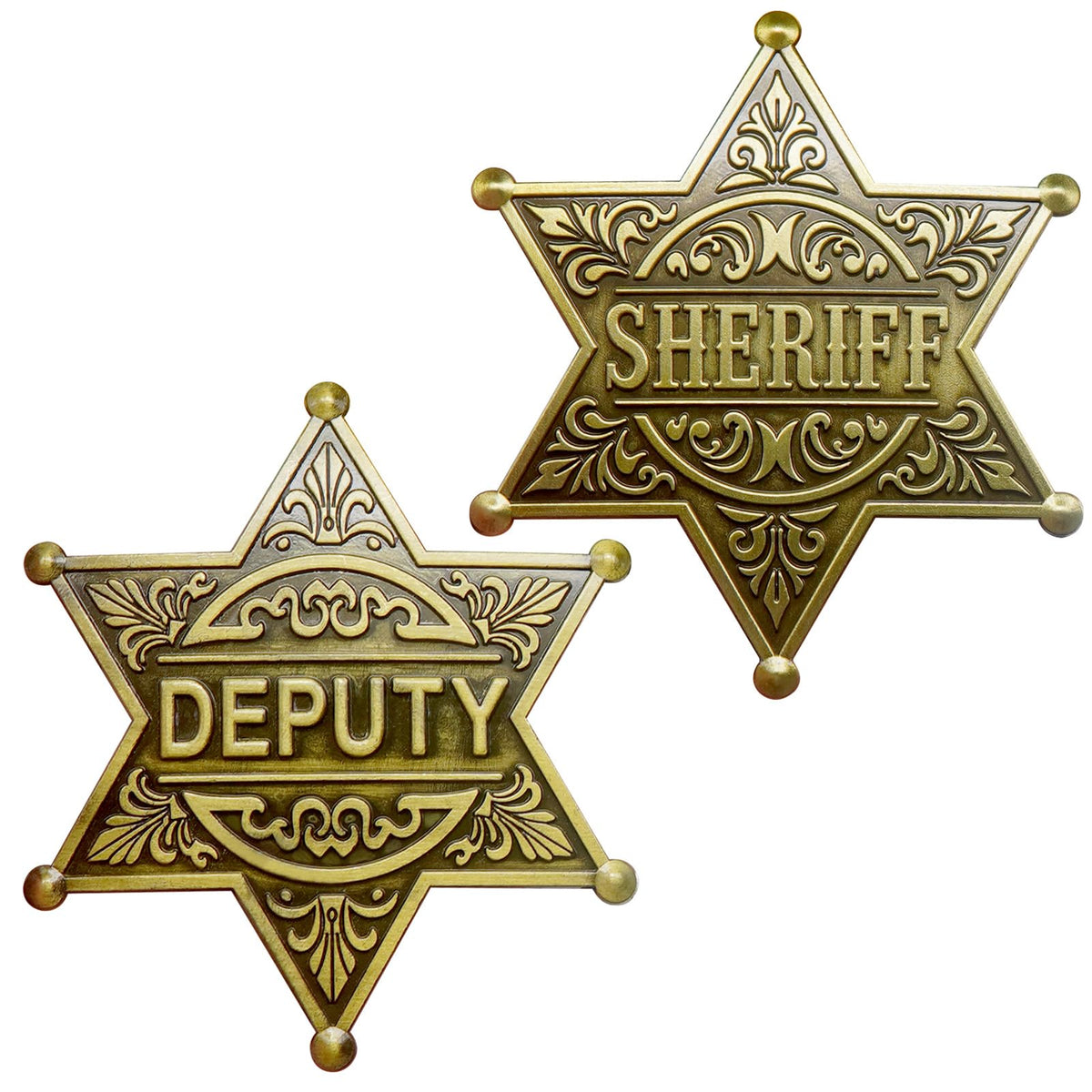 Zorleniva sheriff badge front view, ideal for Western cosplay and display.