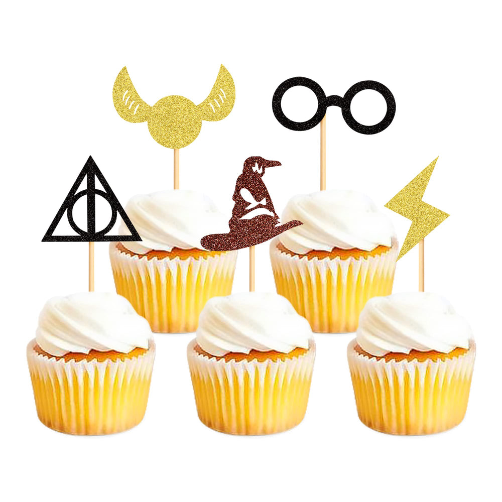ZpiLkes glitter wizard cupcake toppers pack for magical birthday party decorating.