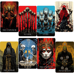 ZHQGYN Dark Horror Tarot deck laid out for immersive divination