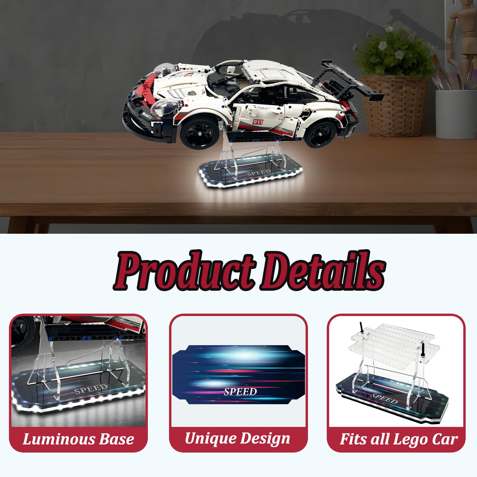 ZQYALPSID LED base powered by USB highlights model details with glow