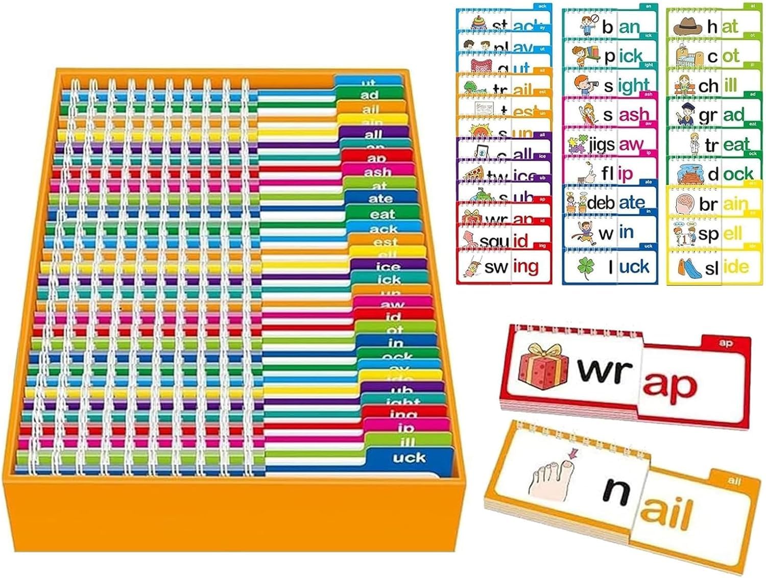 ZREVSB word families flash cards cover, colorful set for early literacy prep and classroom use