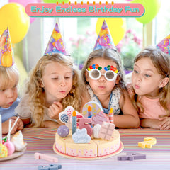 ZRUNBO wooden cake stand with slices for imaginative playtime.