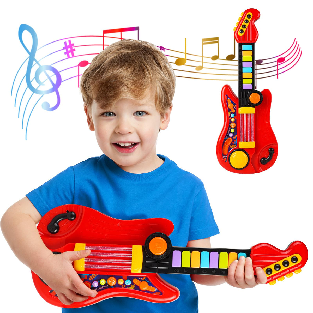 Zsinb Kids Guitar-Piano 2-in-1 with light-up center sparks imaginative play.