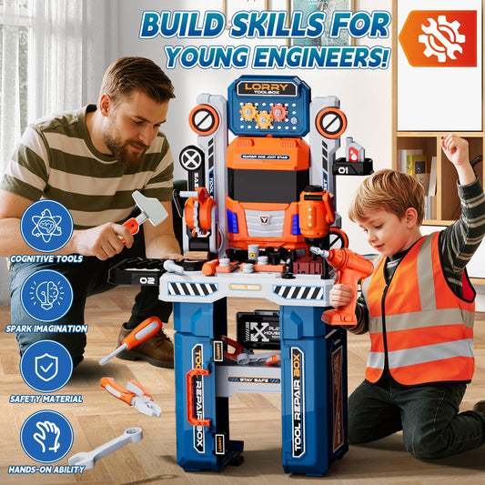 Zsinb Kids Tool Bench cutting machine demonstrates safe, engaging cut-simulate play.