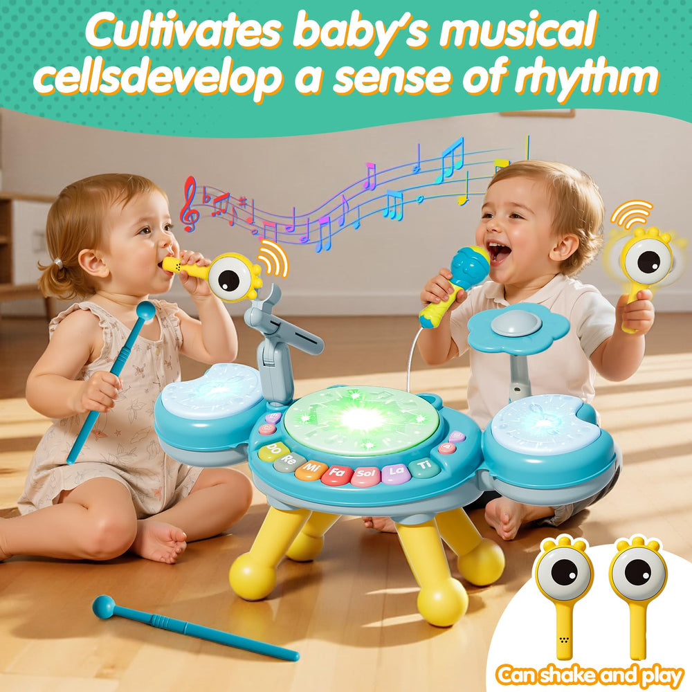 Zsinb grow-with-baby floor mode drum set for crawling and standing play