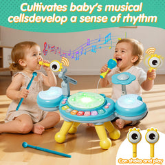 Zsinb grow-with-baby floor mode drum set for crawling and standing play