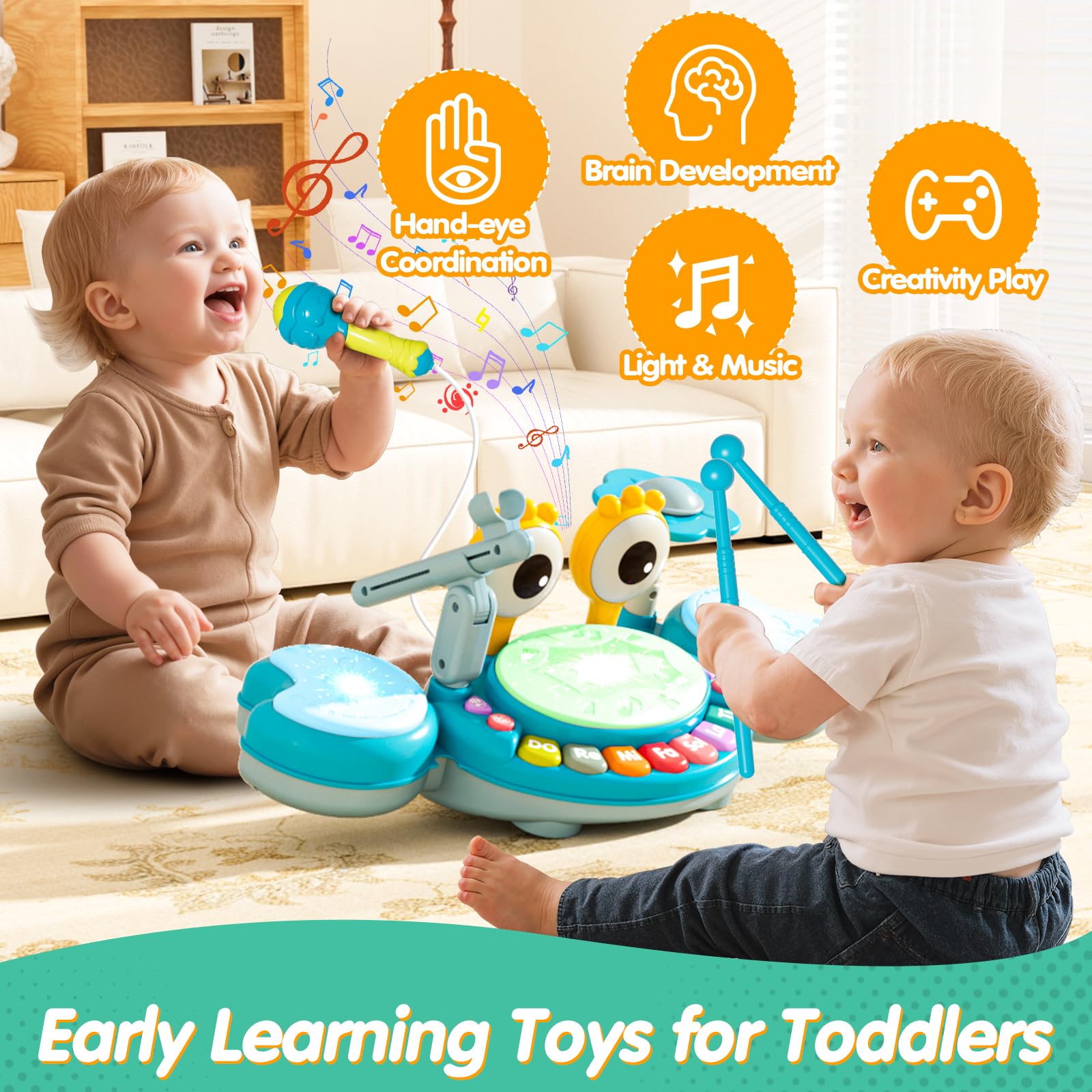 Zsinb adjustable volume for safe listening during toddler drums