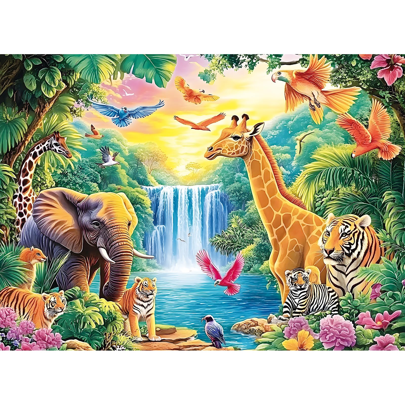 ZSYCZAO 500-piece puzzle with elephants in rainforest for mindful relaxation