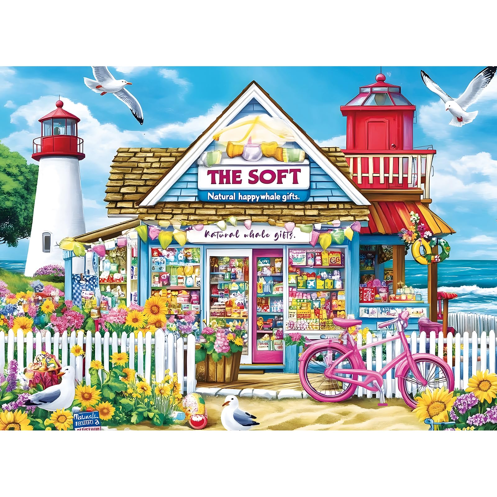ZSYCZAO coastal flowers and ocean view puzzle for adults with vibrant colors for relaxation