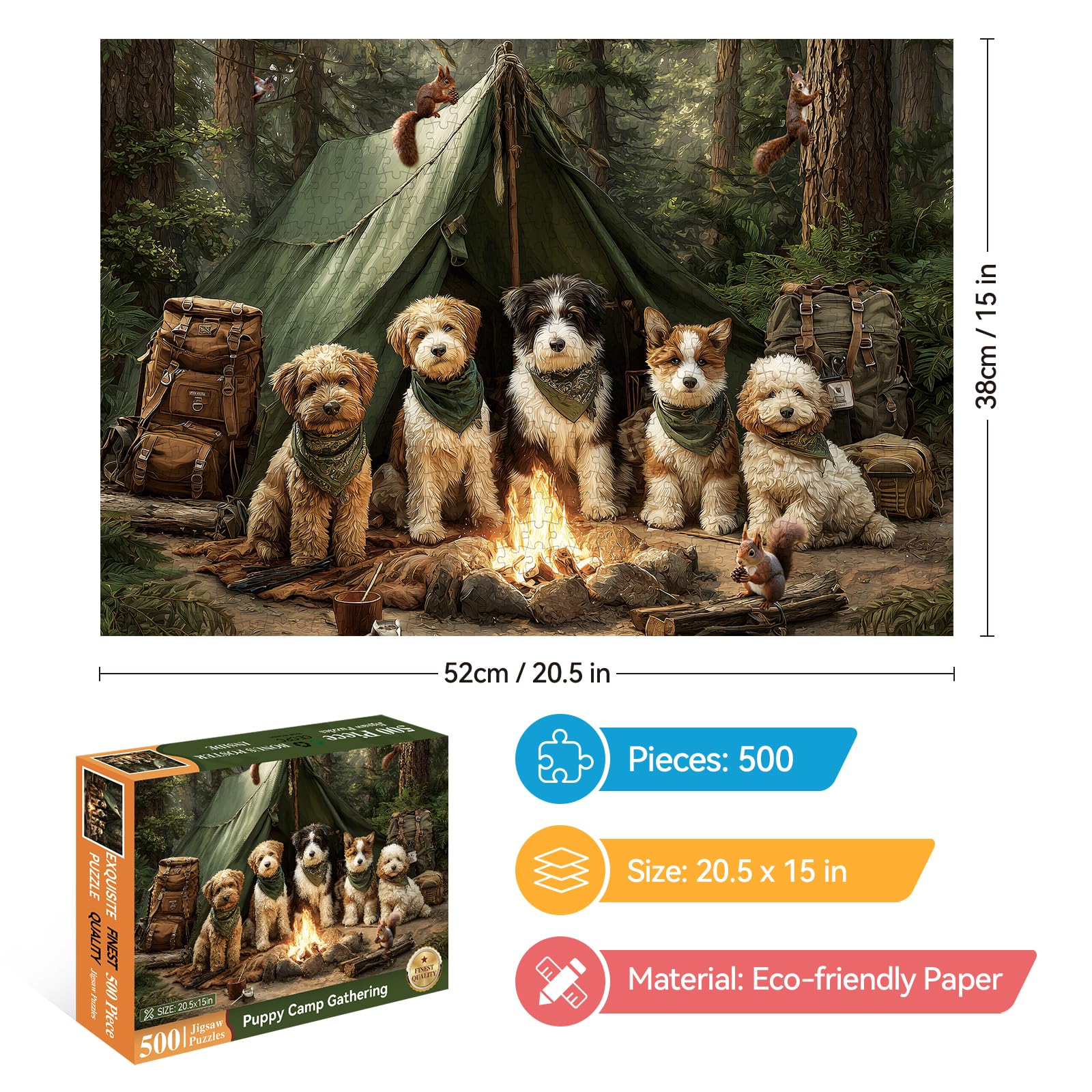 ZSYCZAO forest dogs camping puzzle – cozy campfire tableau inspires shared game nights