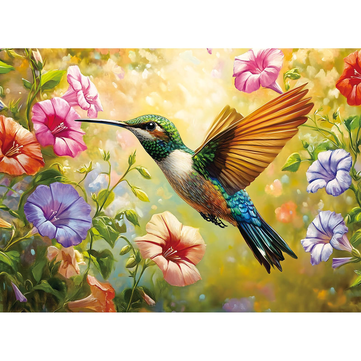 ZSYCZAO jigsaw puzzle 300 pieces for adults, spring flower hummingbird, calming family activity