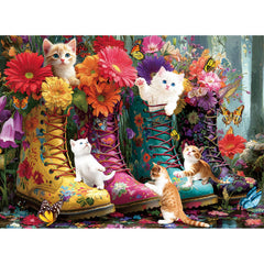 ZSYCZAO puzzle with Martin boots, cats and flowers for cozy evenings