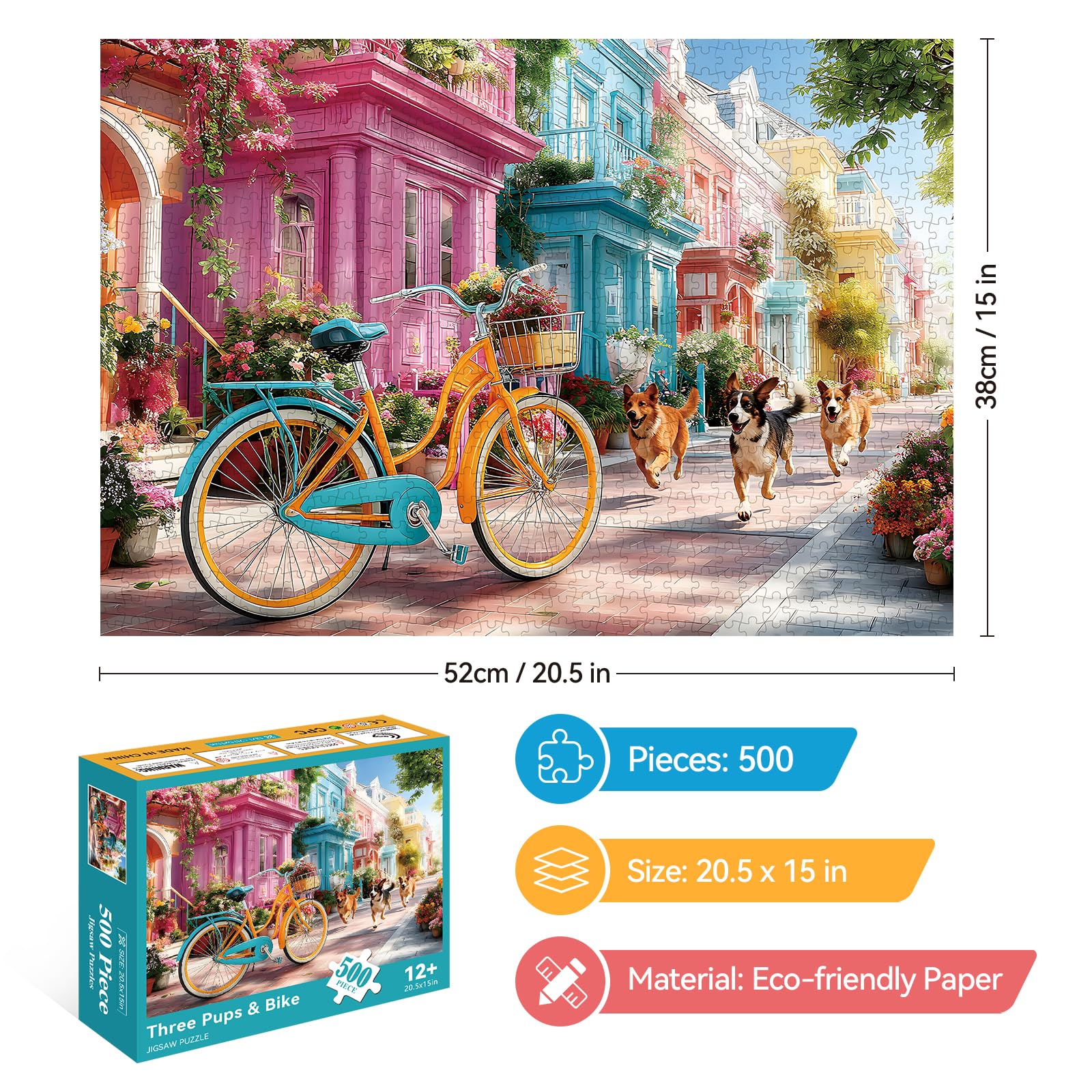 ZSYCZAO playful dogs in town puzzle – engaging scene for family game night.