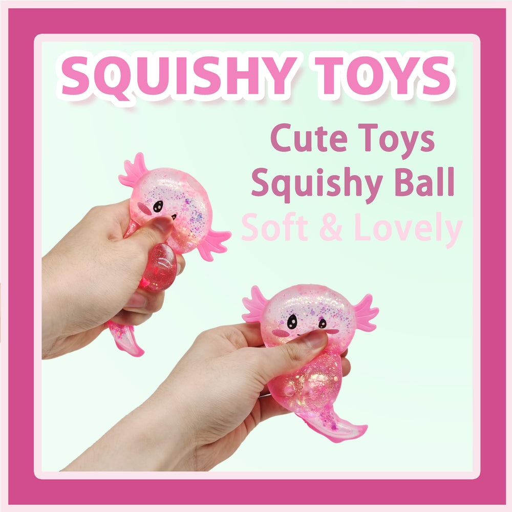 ZTATU Axolotl squishy close-up shows bright colors and slow rebound play.