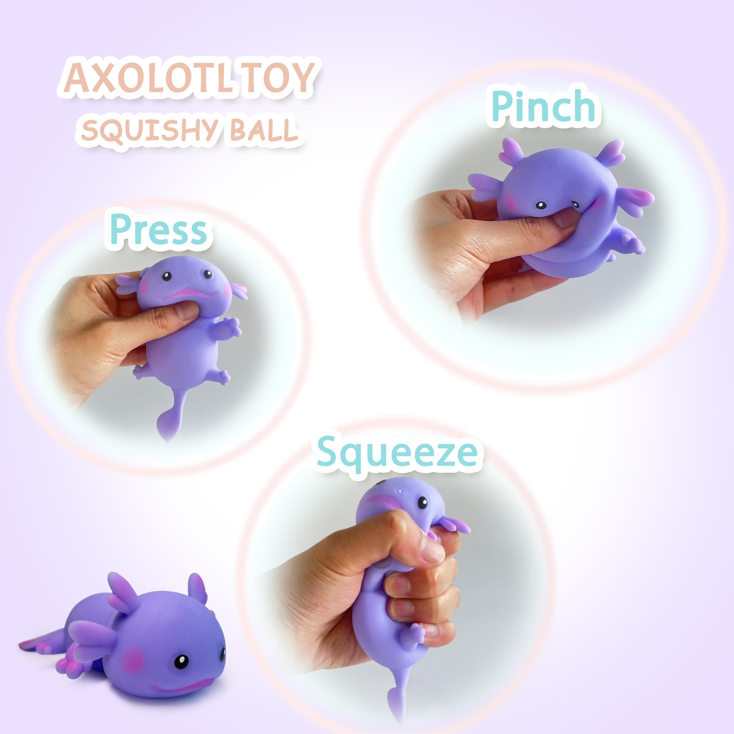 ZTATU axolotl squishy stress ball pocket-size for travel and toss-in bag