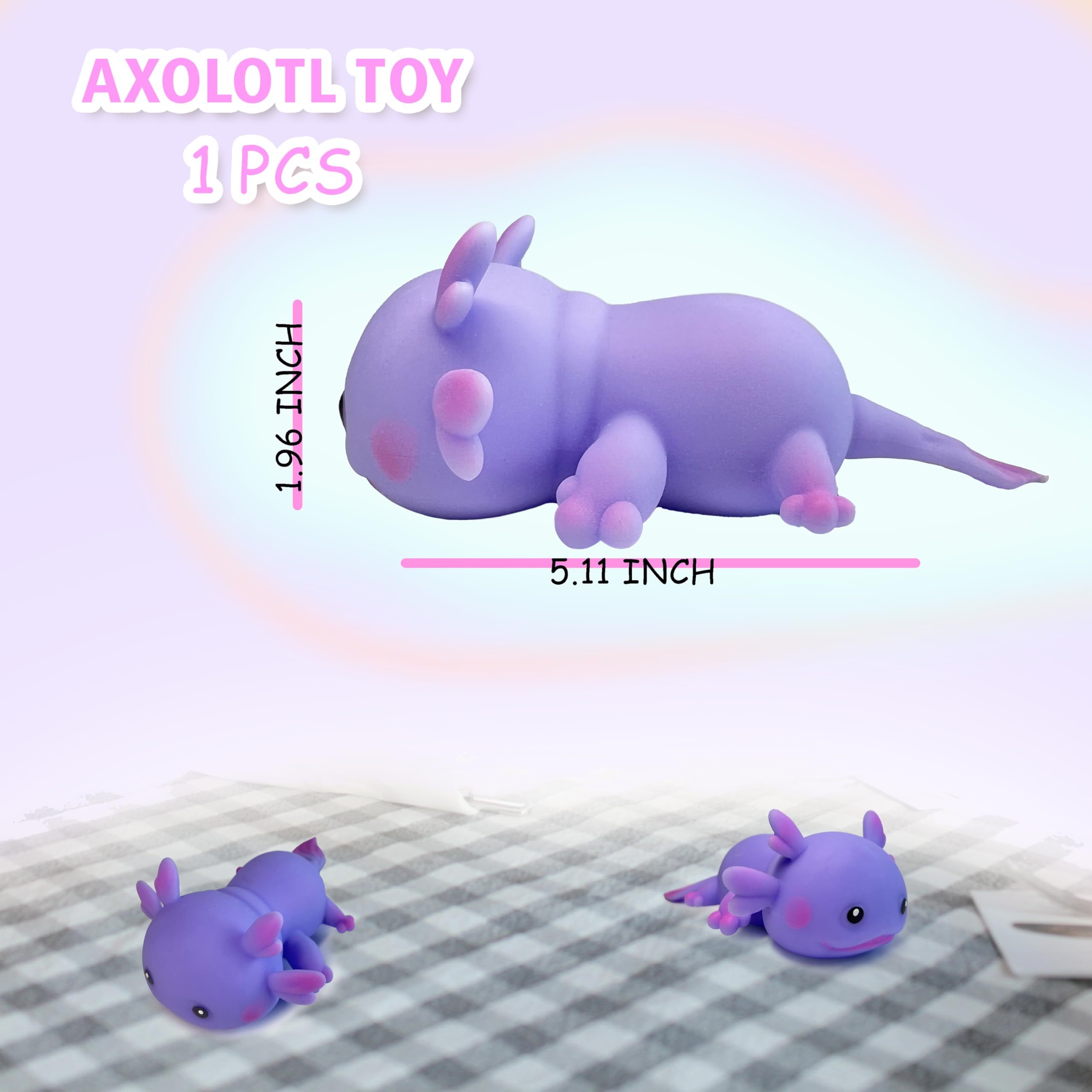 ZTATU axolotl squishy stress ball purple in hand for on-the-go relief