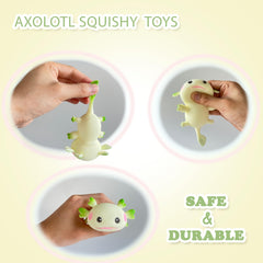 ZTATU axolotl stress-relief toy white, portable for classrooms and travels.