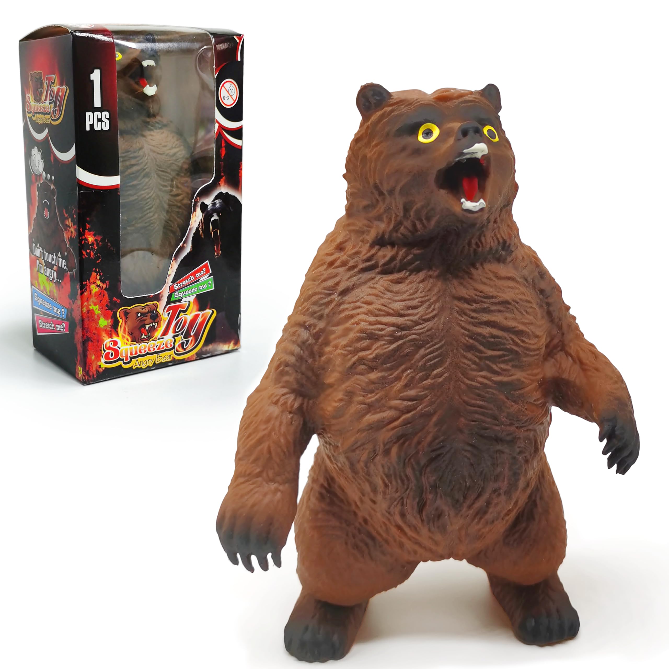 ZTATU brown bear stress ball close-up showing tactile squishy texture for hands-on play.