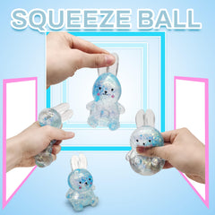 ZTATU Bunny Squishy Toy blue glitter detail highlights playful texture and visual appeal.