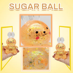ZTATU Bunny stress ball orange with glitter, sensory play.