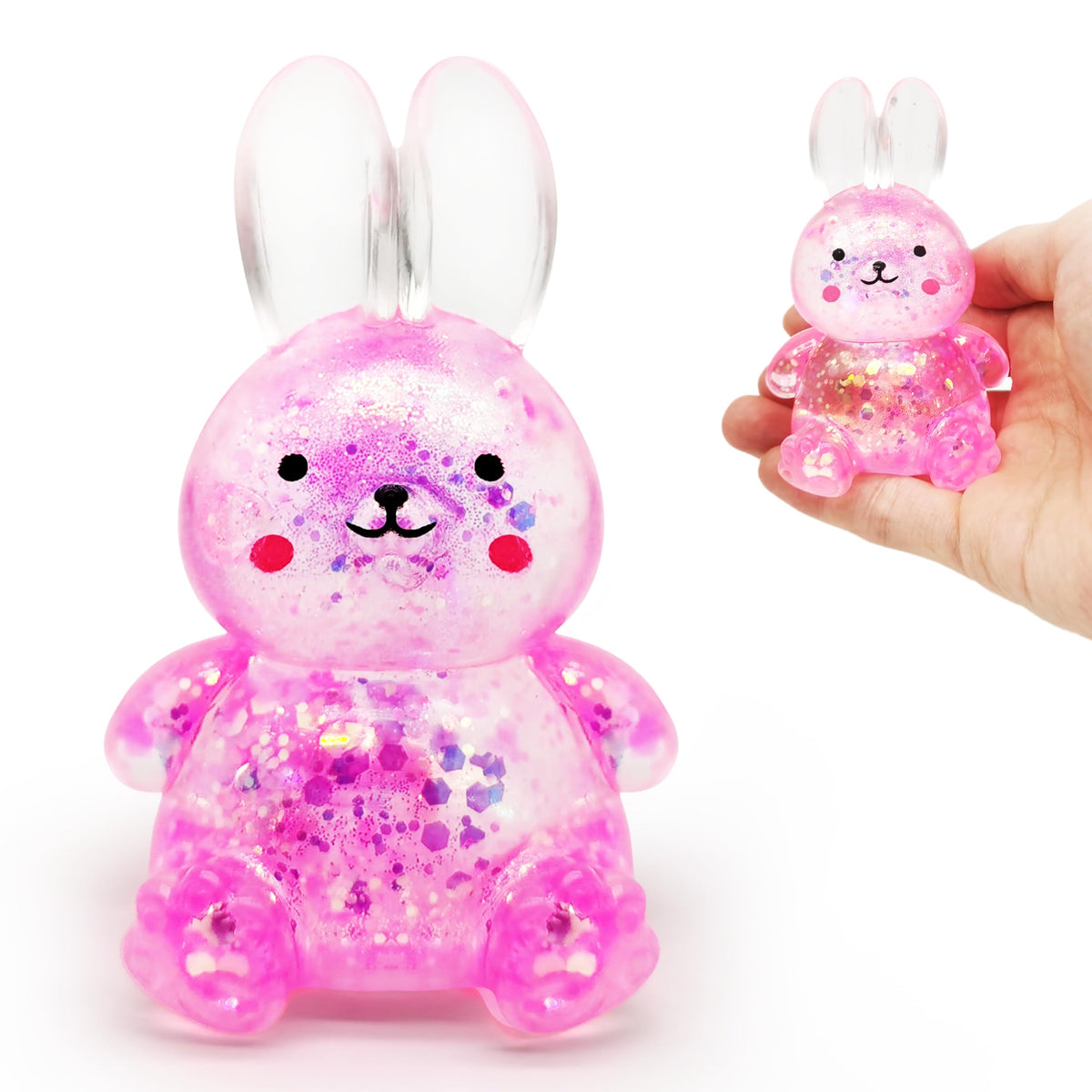 ZTATU Bunny Stress Ball pink top view for quick stress relief