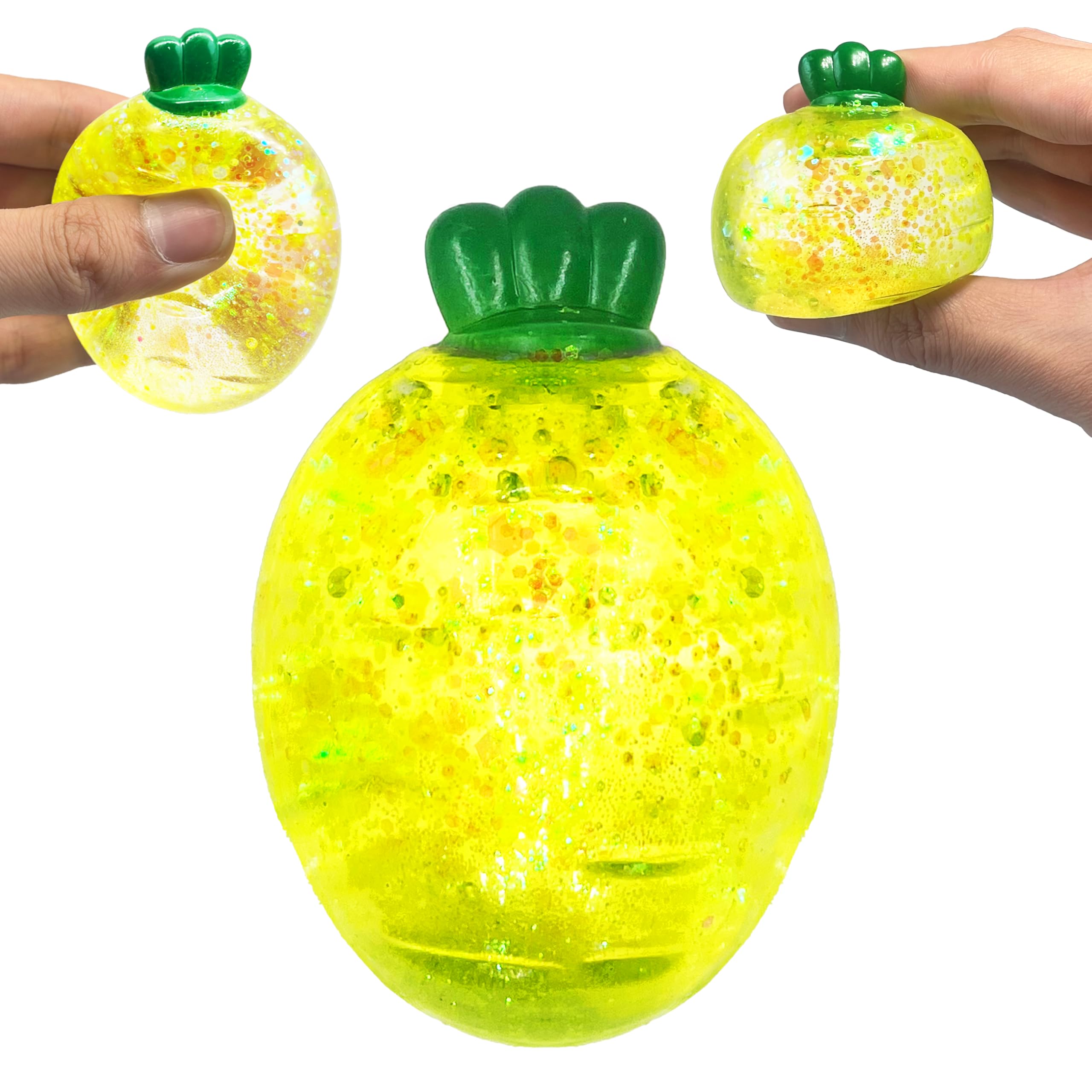 ZTATU Carton Baby Carrot squishy ball with glitter sparkle for kids' stress relief.