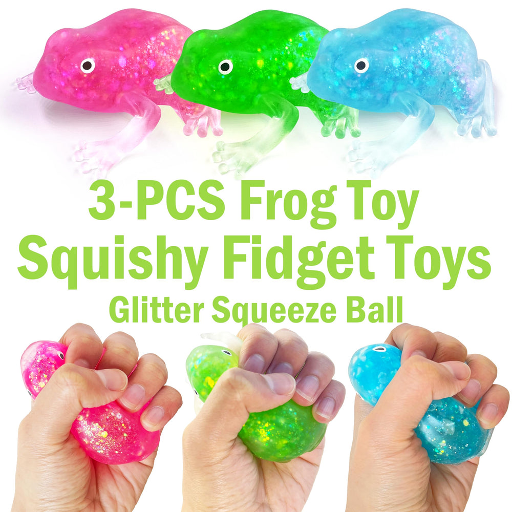 ZTATU Frog Stress Ball blue with glitter accents, sensory play