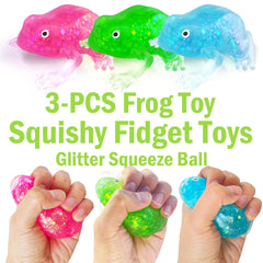 ZTATU Frog Stress Ball blue with glitter accents, sensory play