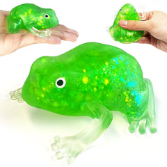 ZTATU glitter frog squishy toy with shimmering accents for sensory focus.
