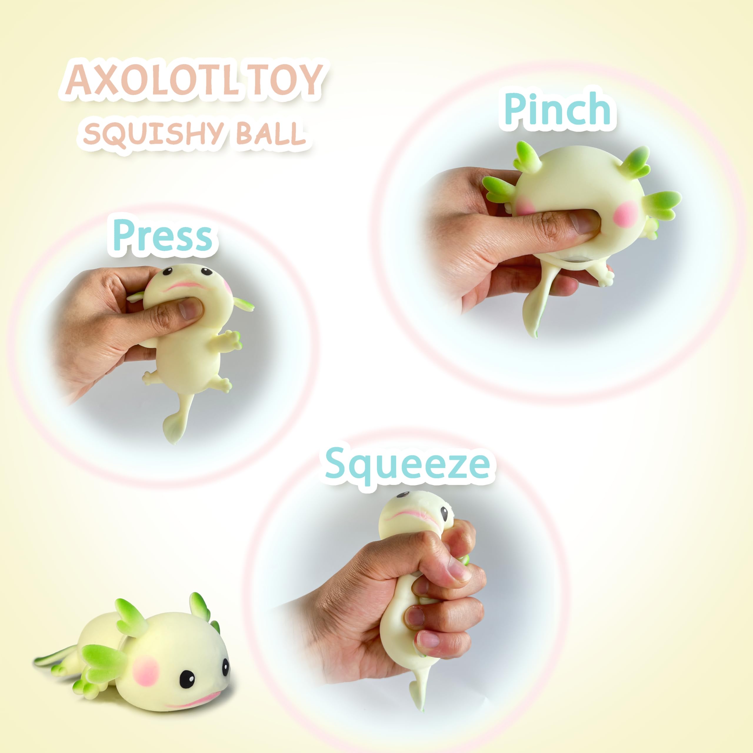 ZTATU kawaii axolotl squishy white, fun sensory toy for kids.