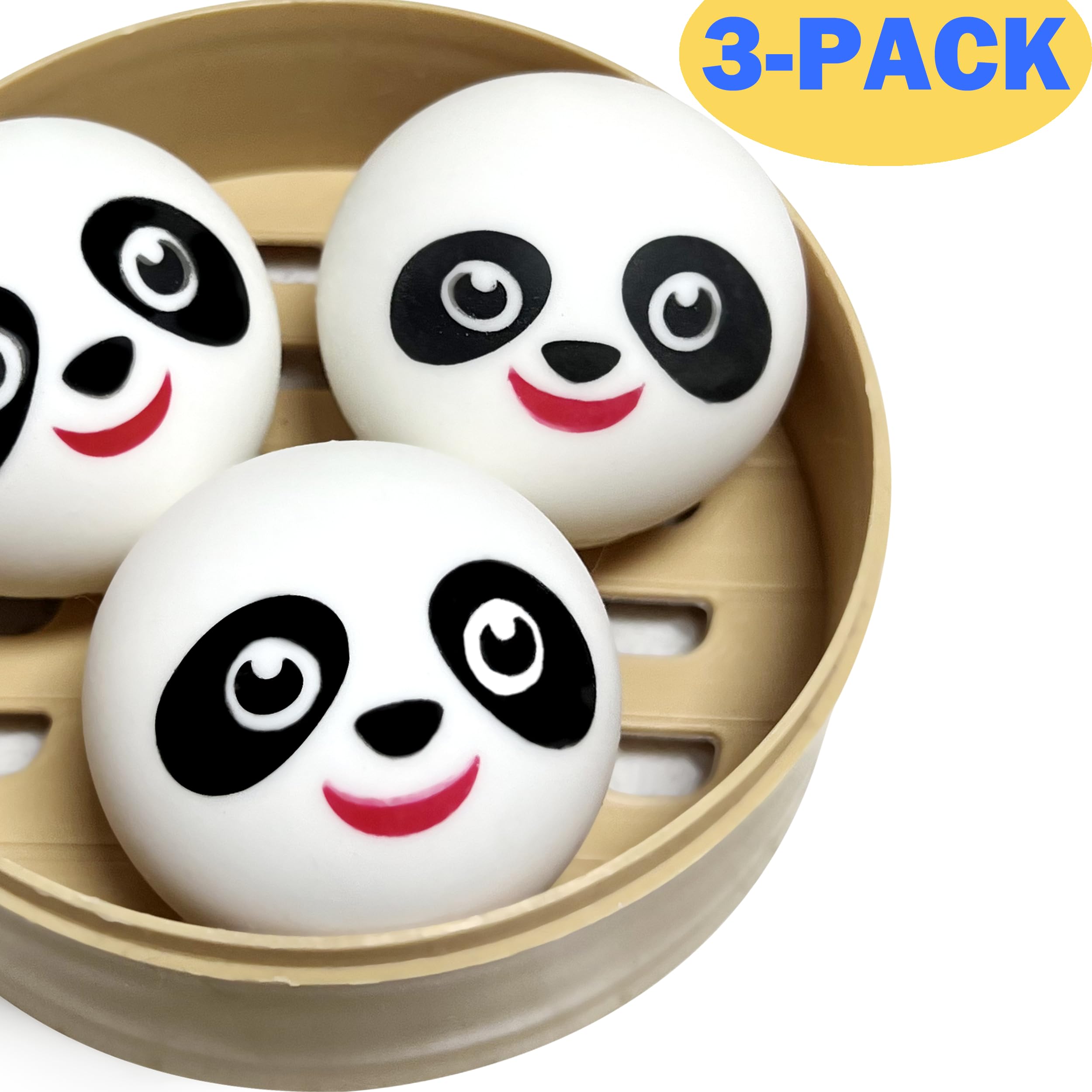 ZTATU Panda Dumpling stress ball resting in a round steamer showcasing playful design.