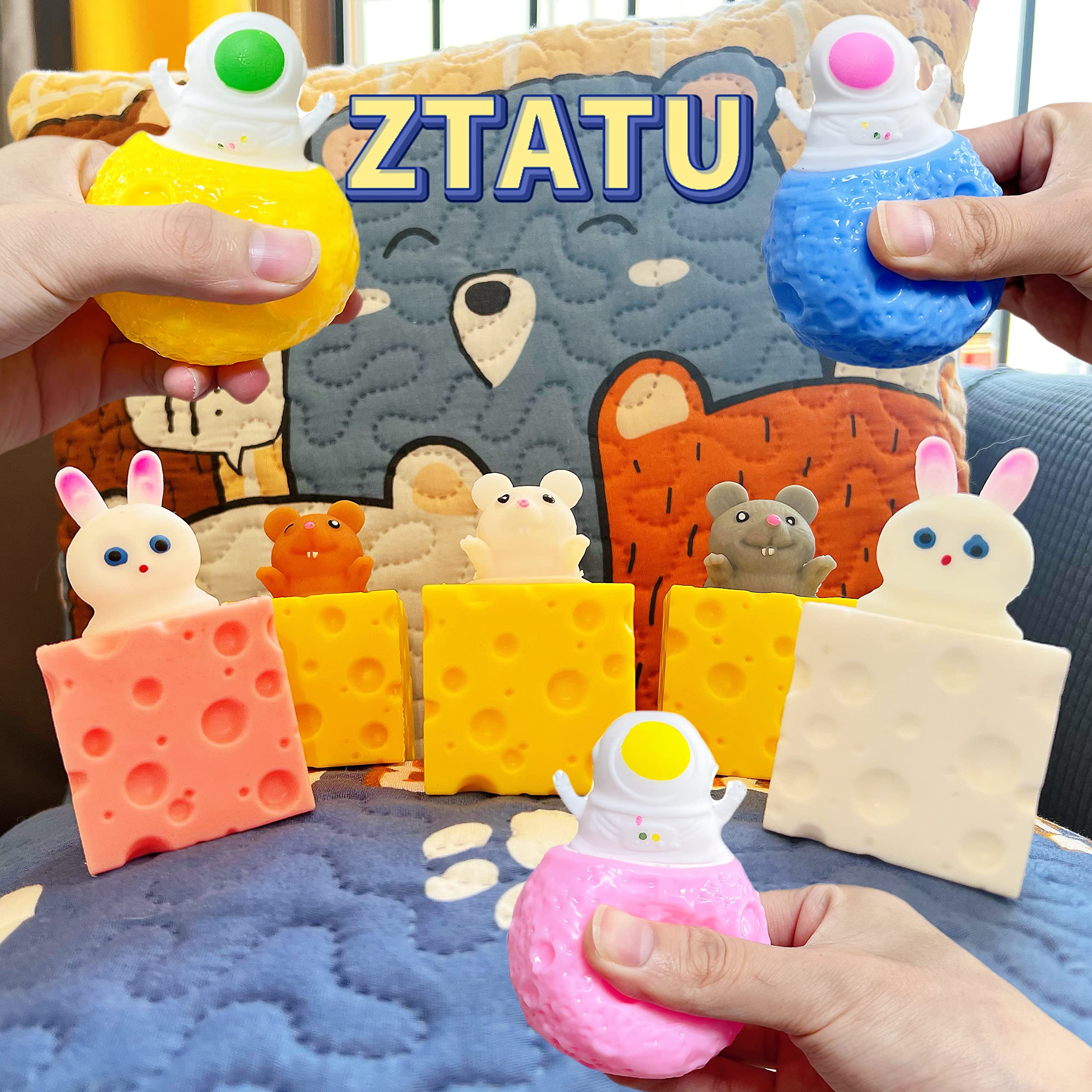 ZTATU squishy cheese stress ball for kids and adults' sensory play.