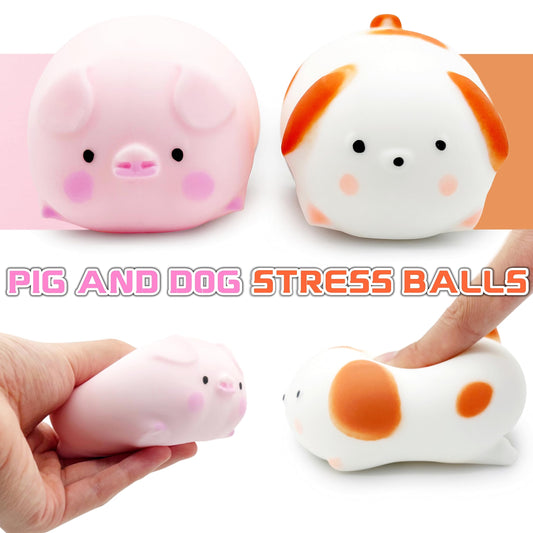 ZTATU squishy Dogge & Piggy stress balls pack side view for portability.