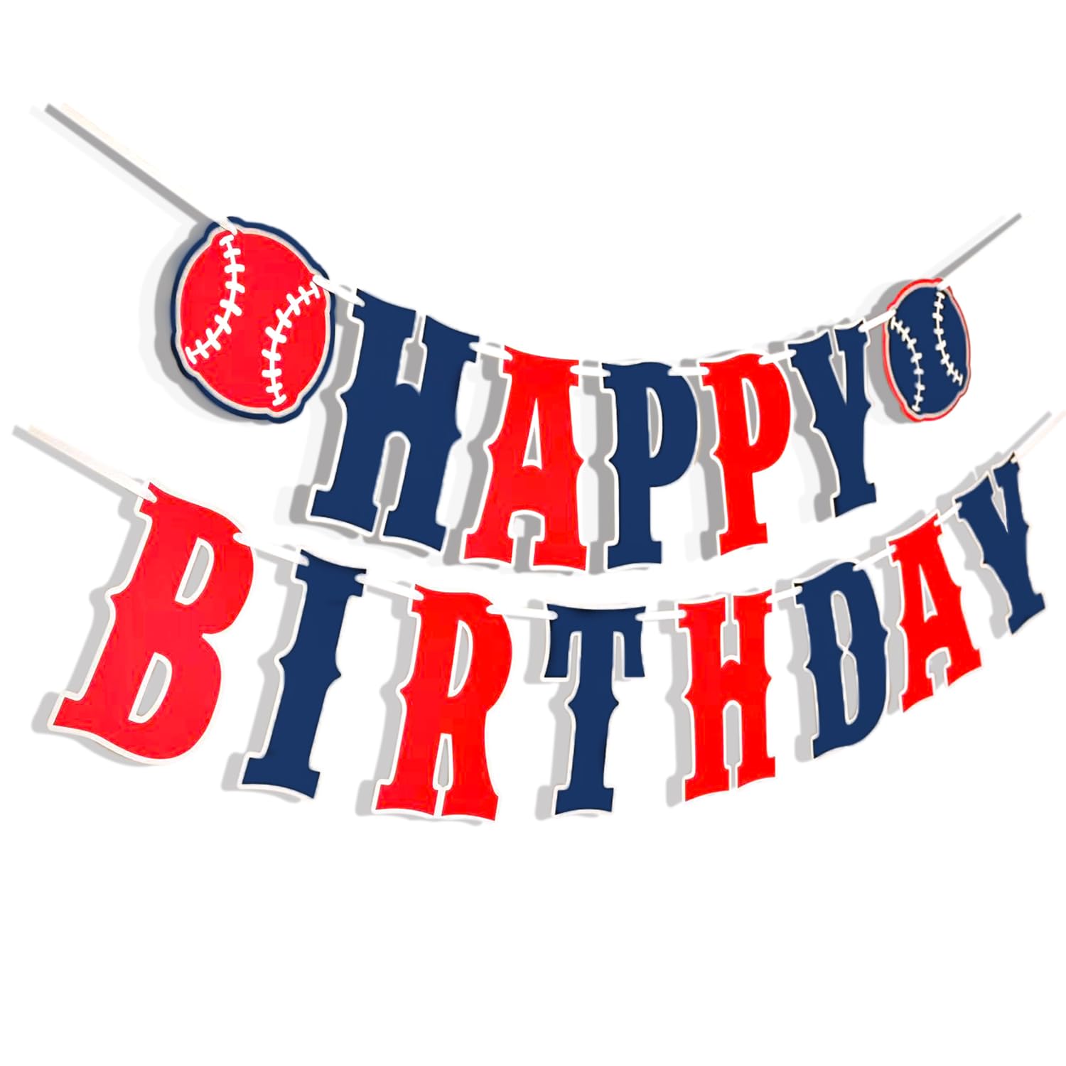 ZTZTST happy birthday banner baseball in navy, red, white for bold party decor.
