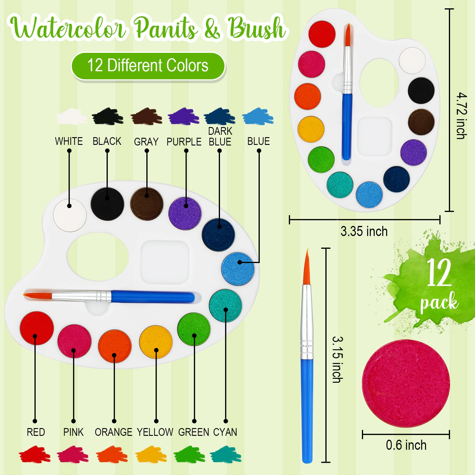 Zubebe 12-color watercolor palette for vibrant, easy washes
