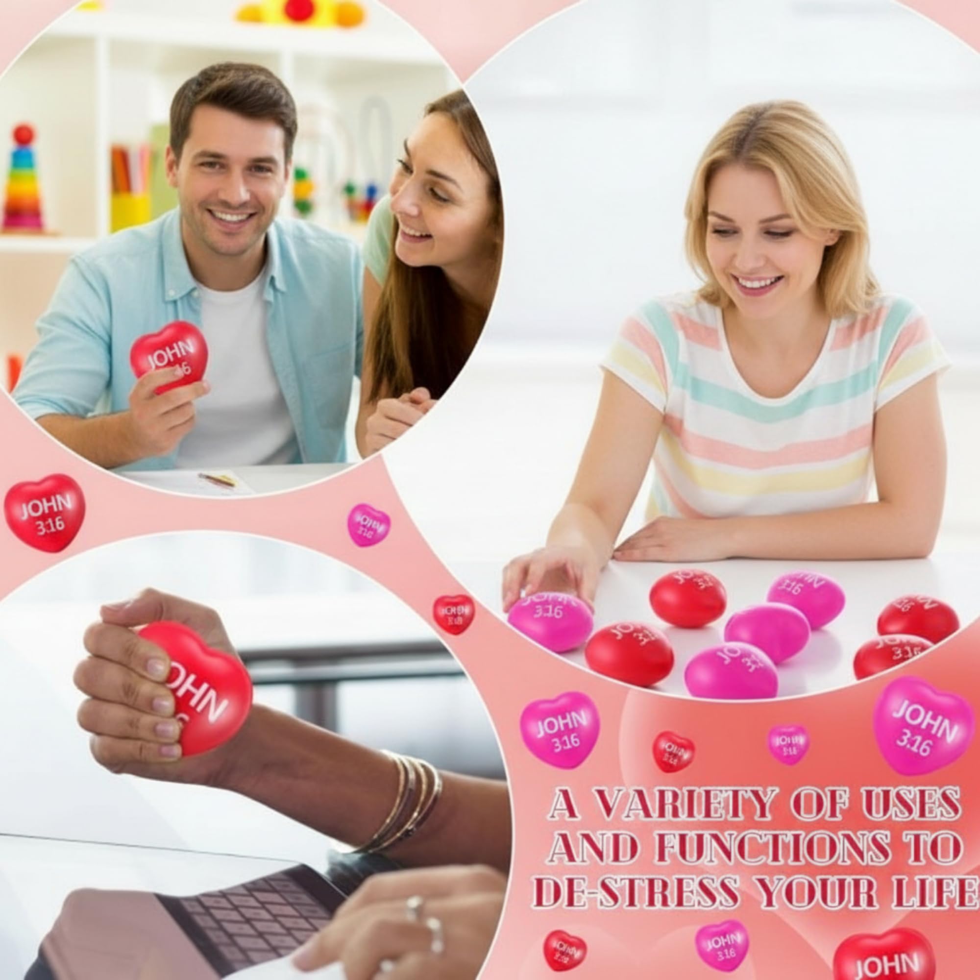 Zubebe 48-pack red heart stress balls, suitable for parties or gifts.