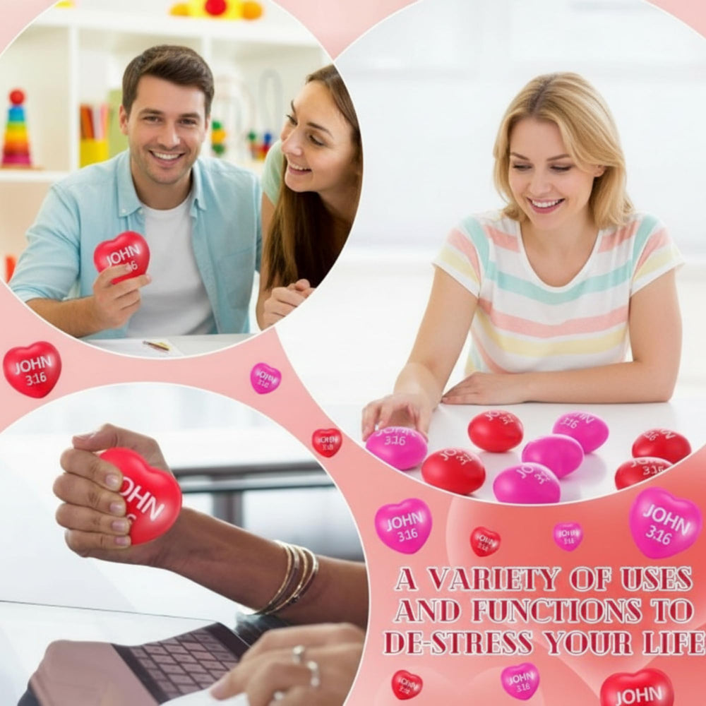 Zubebe 48-pack red heart stress balls, suitable for parties or gifts.