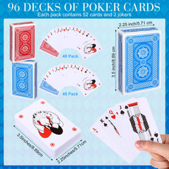 Zubebe 96-pack red and blue playing cards back view for color coding