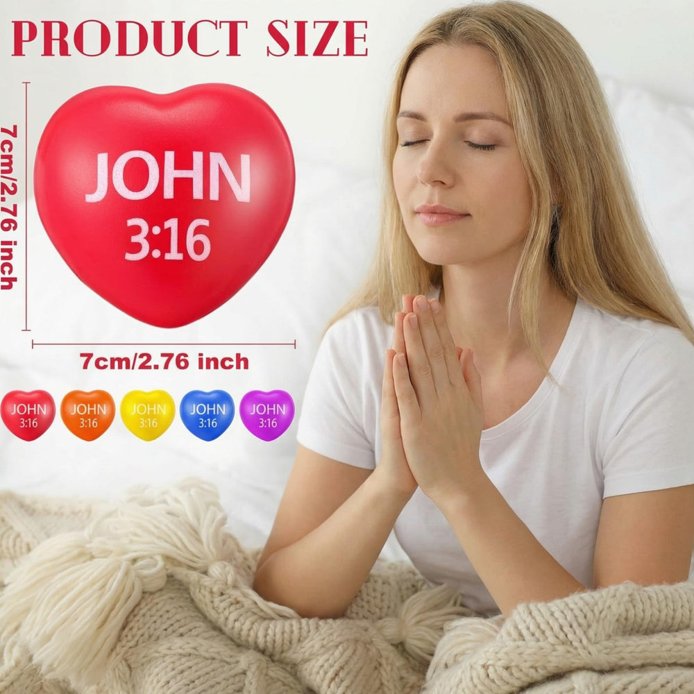 Zubebe John 3:16 heart-stress-ball bright hues ideal for Valentine’s gifting.