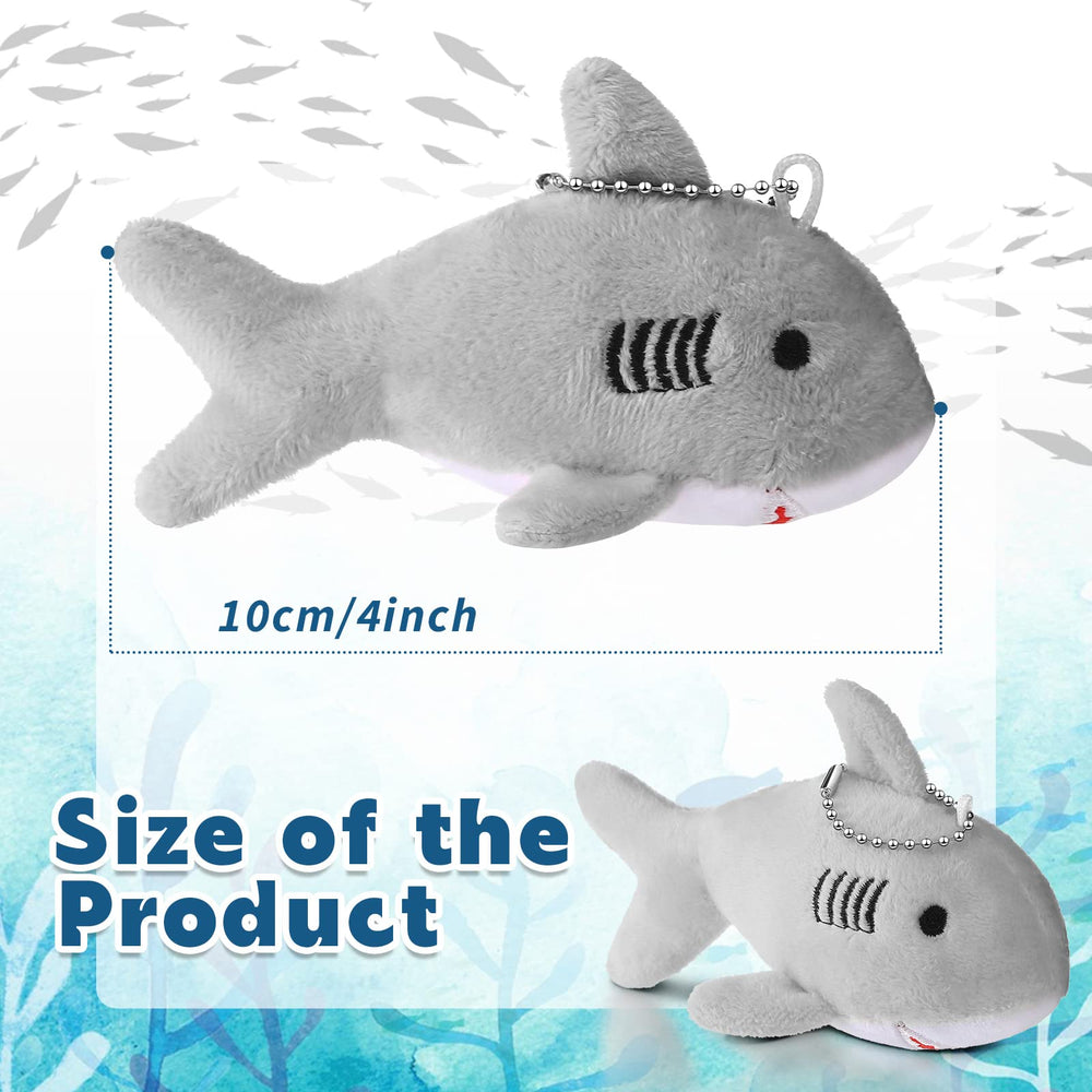 Mini plush shark keychain clip-on for bags and zippers