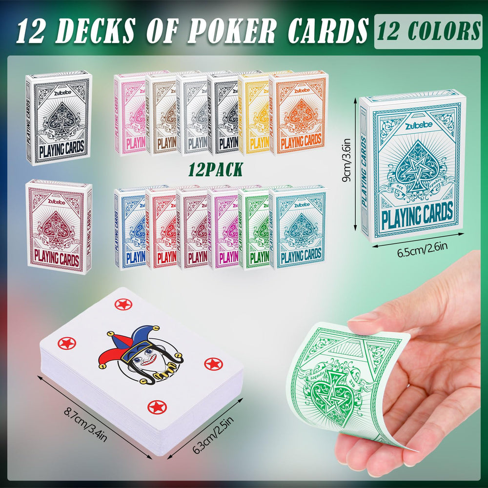 Zubebe playing cards with color-back variants help organize games at parties.
