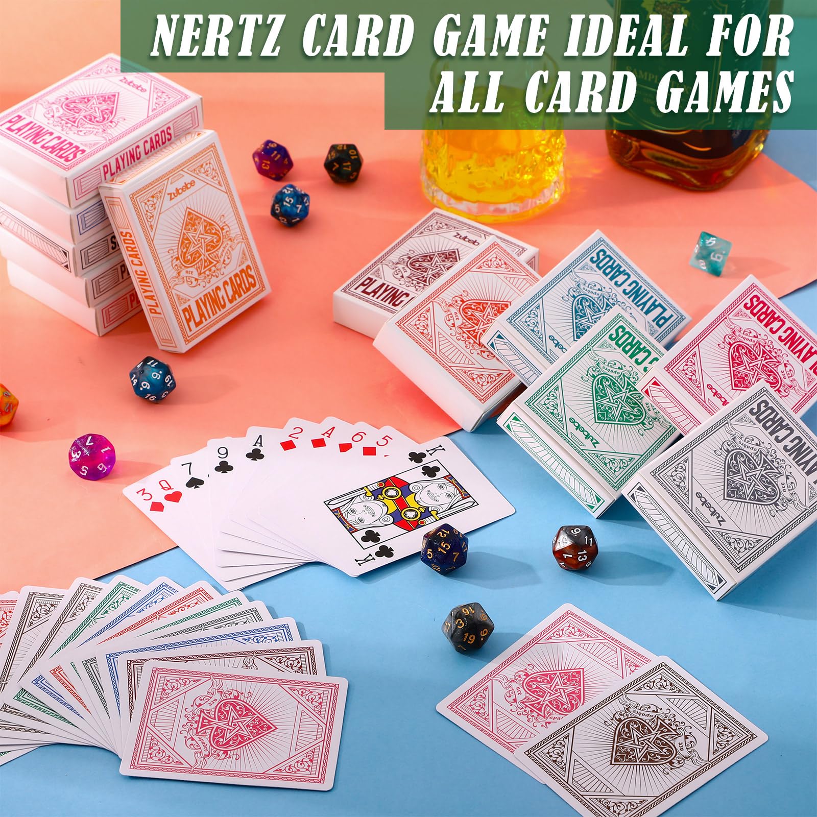Zubebe playing cards include jokers for classic game setups.