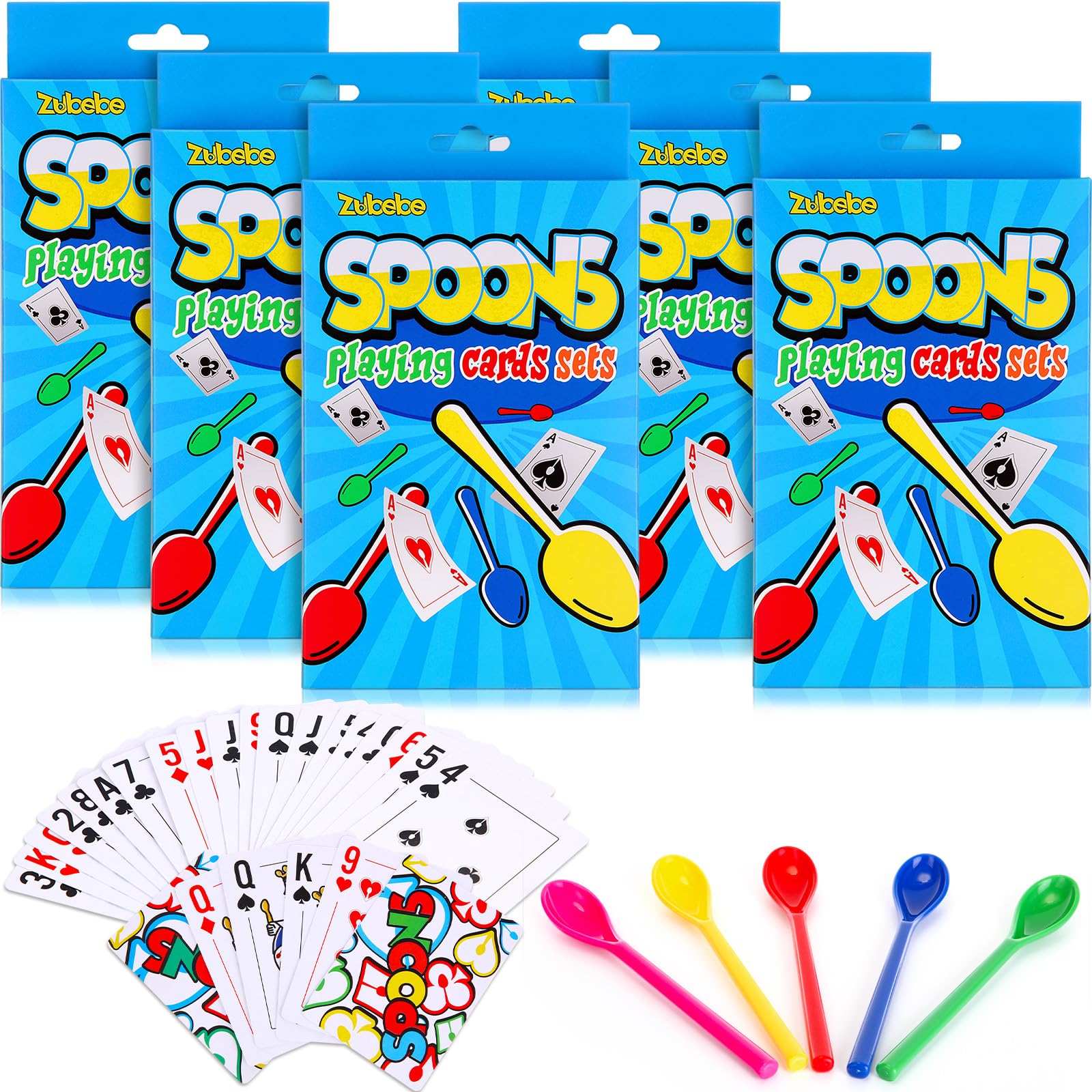 Zubebe six-sets spoons game decks ready for family nights
