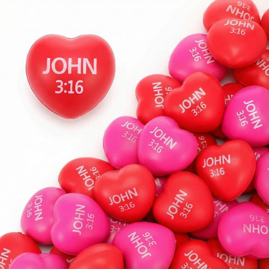 Zubebe John 3:16 heart stress ball red, desk-friendly stress relief and faith-inspired gift