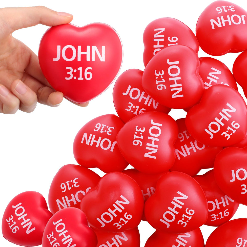 Zubebe red 7cm Valentine heart stress ball, 24-pack, ideal for gifting.